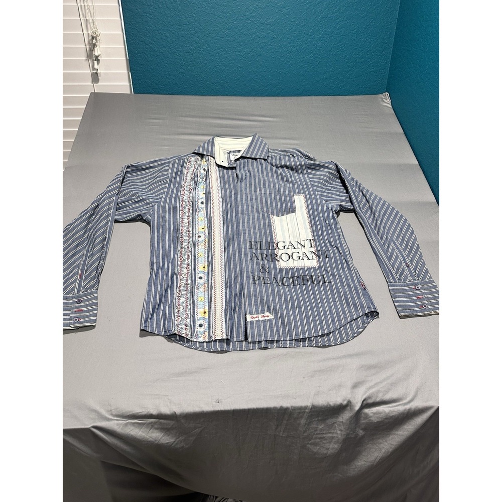 English Laundry Limited Number Edition Blue/White Striped LS Button Up 2XL